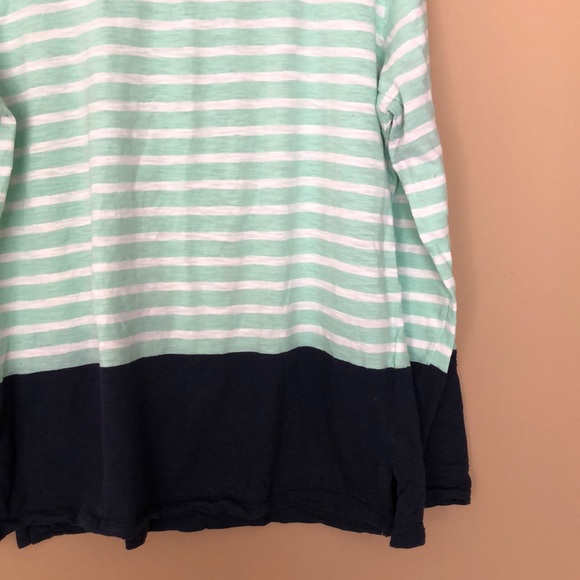 Gap green and white stripe shirt with navy trim - Picture 3 of 8